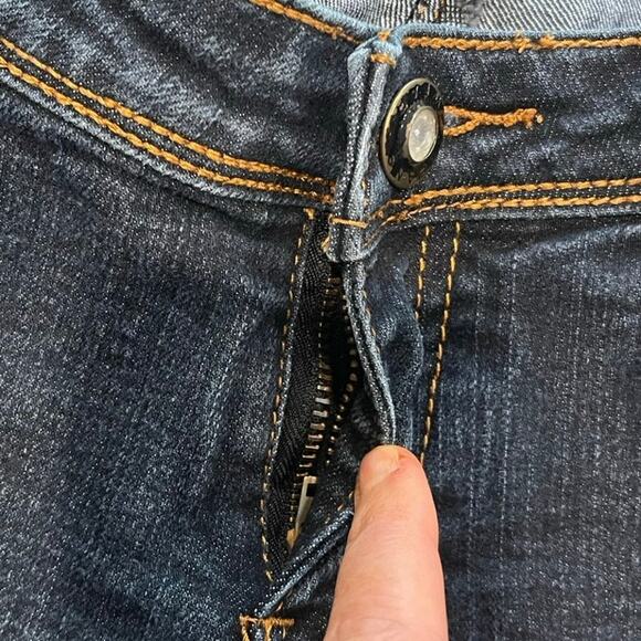 Miss Anna Womens Flare Jeans Mid Rise Denim 5 Pockets Dark Wash Blue Size 38 - Picture 6 of 11